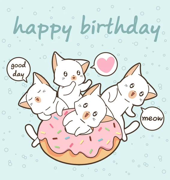 Pembe çörek ile Kawaii kedi karakteri