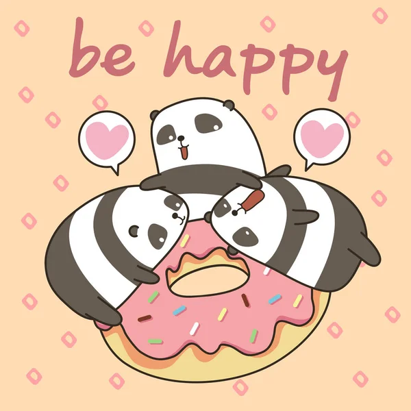 Pembe çörek ile Kawaii pandalar karakter