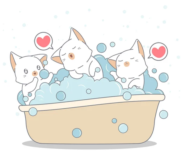Liebliche Katzen Baden Der Badewanne — Stockvektor