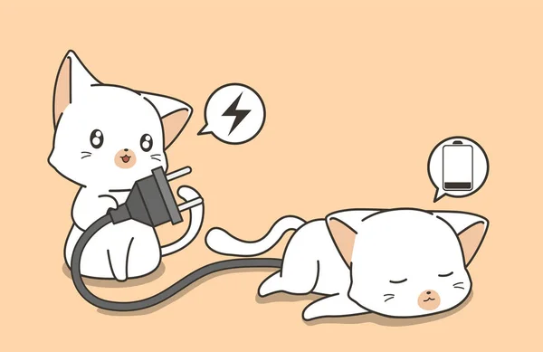 Adorable Gato Está Sosteniendo Plug Busca Carga — Archivo Imágenes Vectoriales