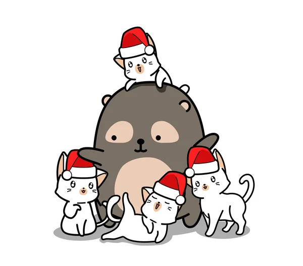 Urso Personagens Gato Dia Natal — Vetor de Stock