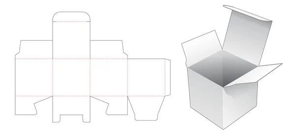 シンプルな正方形のパッケージボックスダイカットテンプレート — ストックベクタ