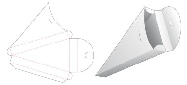 Dilimlenmiş pizza paketleme kutusu kesme şablonu