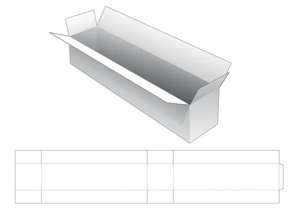 Plantilla Corte Matriz Caja Envío Largo — Vector de stock