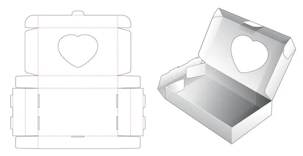 Embalaje Panadería Con Ventana Del Corazón Morir Plantilla Corte — Vector de stock