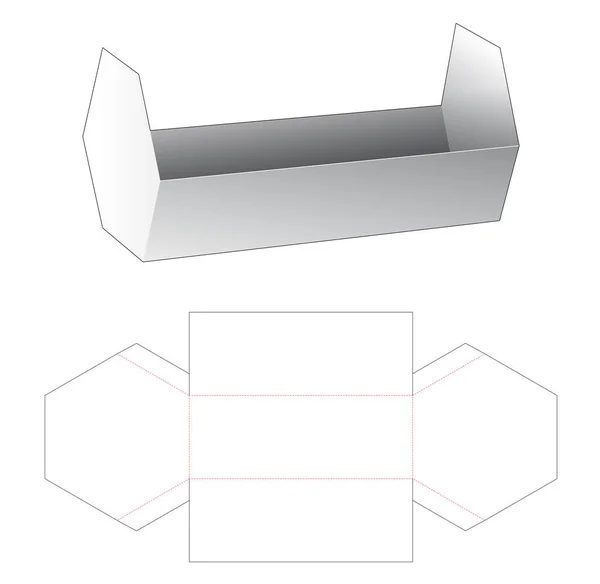 Plantilla Troquel Bandeja Hexagonal Cartón — Vector de stock
