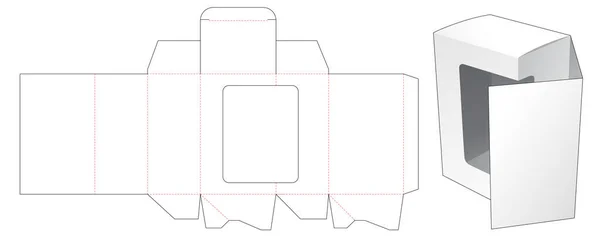 Couvercle Avant Boîte Emballage Avec Fenêtre Die Cut Template — Image vectorielle