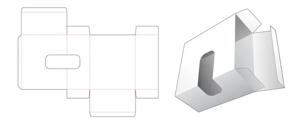 ウィンドウカットテンプレート付き段ボール長方形ボックス — ストックベクタ