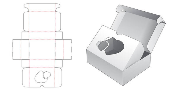 2 сальто упаковки коробки пекарни с сердцем окно умереть шаблон вырезать
