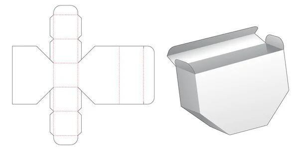 Eşit Olmayan Altıgen Kutu Öldü Şablon Tasarımı Kesildi — Stok Vektör