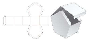 Üst ev şeklindeki kutuyu çevir, öl şablonu kes