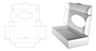 Elips pencereli karton katlama kutusu die cut şablon