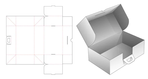 ハンドル付き段ボール折りたたみボックスは テンプレートを切断死ぬ — ストックベクタ