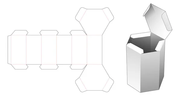 Картон Флип Верхней Шестиугольной Упаковки Умереть Шаблон Резки — стоковый вектор