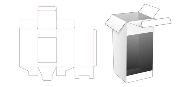 Косметическая прямоугольная коробка с окошком вырезать шаблон