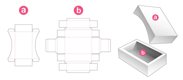 Caja Jabón Tapa Morir Plantilla Corte — Vector de stock