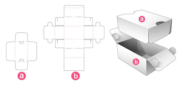 Caja Embalaje Flip Con Plantilla Troquel Escudo — Vector de stock