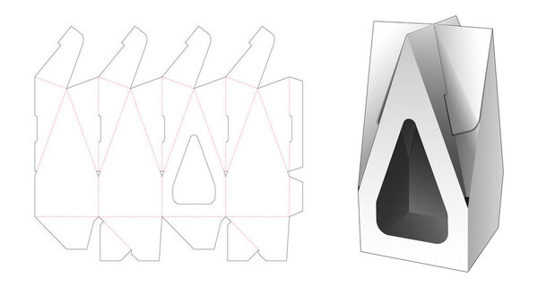 Упаковка в форме дома коробка с окном матрицы шаблон
