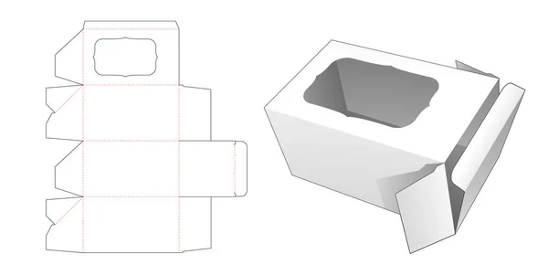 Box Curve Rectangular Window Die Cut Template — Stock Vector