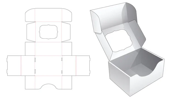 Pencerenin Kapağı Açık Olan Katlama Kutusu Kesme Şablonu — Stok Vektör