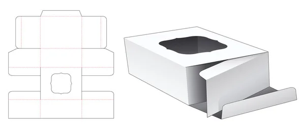 Double Flip Box Avec Fenêtre Affichage Die Cut Template — Image vectorielle