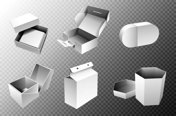 6 packaging boxes mockup vector