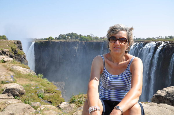 Tourist at Victoria Falls