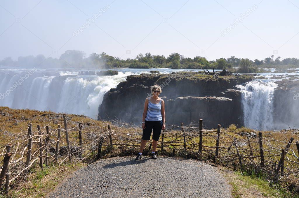Tourist at Victoria Falls