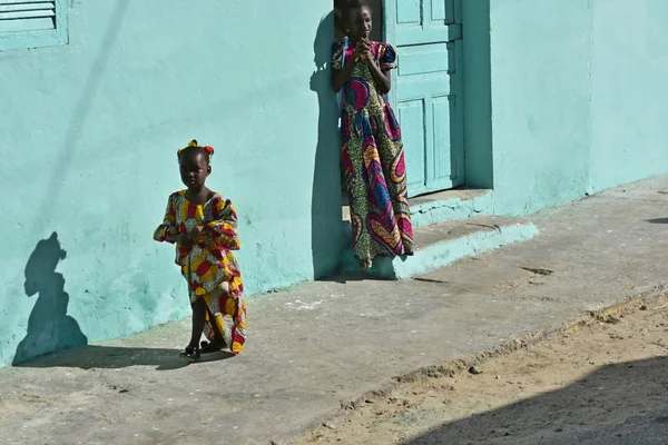 Typická Scéna Ulici Saint Louis Sngal — Stock fotografie