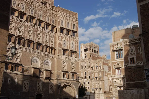 Casas Tradicionais Sanaa Iêmen — Fotografia de Stock