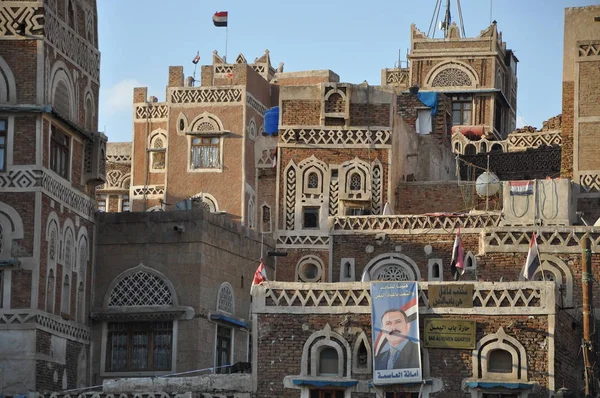 Casas Tradicionais Sanaa Iêmen — Fotografia de Stock