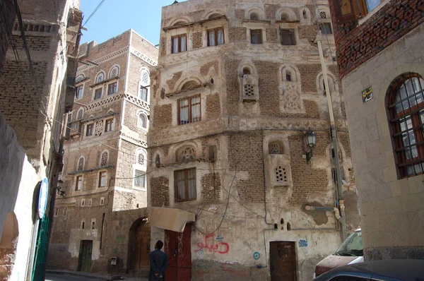 Casas Tradicionais Sanaa Iêmen — Fotografia de Stock