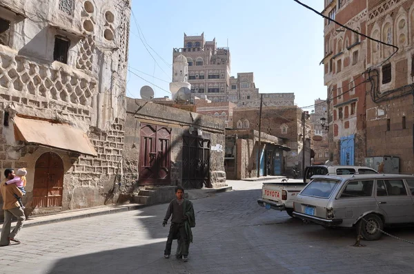 Rua Típica Cidade Velha Sanaa — Fotografia de Stock