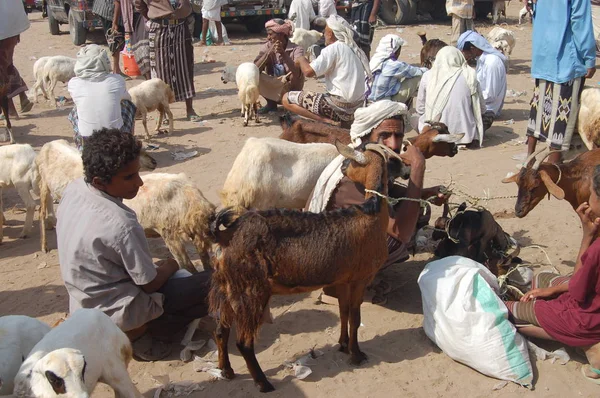 Lokale Mensen Lopen Weekmarkt Van Bayt Faqih Jemen — Stockfoto