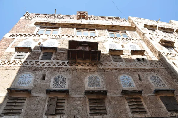 Casas Tradicionais Sanaa Iêmen — Fotografia de Stock