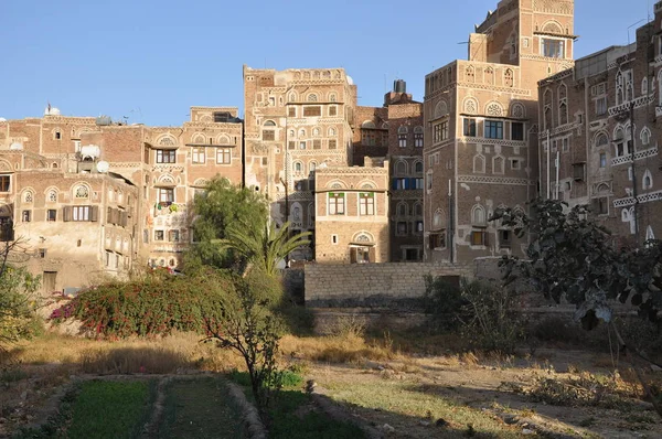 Geleneksel Yemen Evlerde Sanaa — Stok fotoğraf