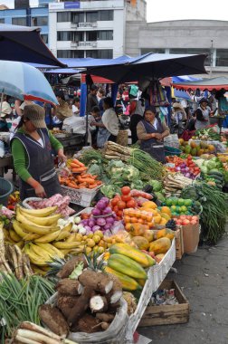 Otavalo meyve ve sebze piyasasının görünümü