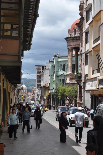 Mulheres Equatorianas Andando Mercado Alimentos Cuenca — Fotografia de Stock