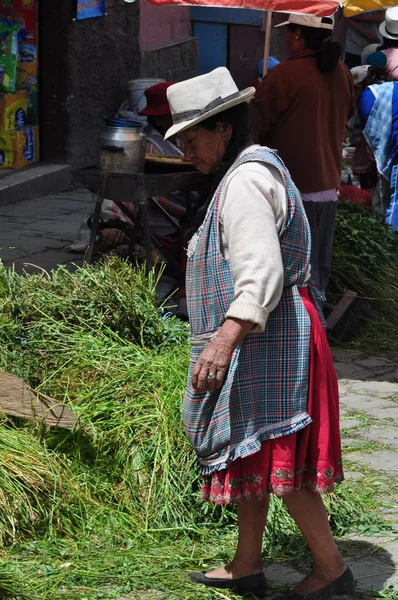 クエンカの食品市場を歩くエクアドルの女性 — ストック写真