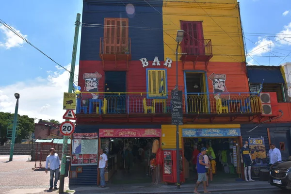 Uitzicht Kleurrijke Straat Van Caminito Boca Buenos Aires — Stockfoto