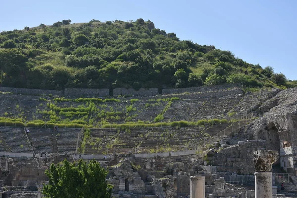 Die Ruinen Der Antiken Stadt Von Ephesus Das Bibliotheksgebäude Von — Stockfoto