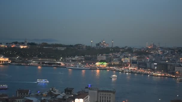 Θέα Στο Τοπίο Της Κωνσταντινούπολης Κατά Ηλιοβασίλεμα Τουρκία — Αρχείο Βίντεο