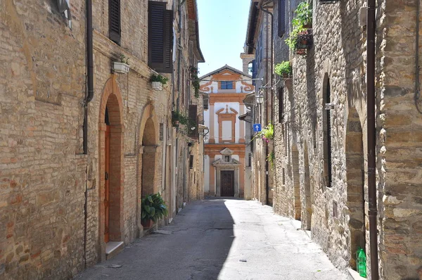 Vista Antiga Rua Estreita Italiana Bevagna Província Perugia Região Úmbria — Fotografia de Stock