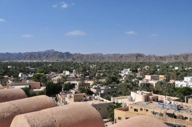 Umman Sultanı Nizwa 'nın manzarası. 