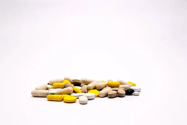 Tema Farmacia Multicolor Píldoras Cápsulas Aisladas —  Fotos de Stock