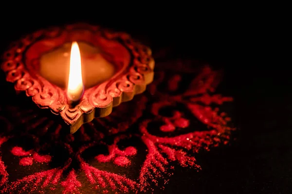 Знімок Передньої Частини Світячої Лампи Чорним Фоном Diwali — стокове фото