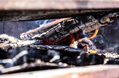 Dağlarda arkadaşlarla barbekü.