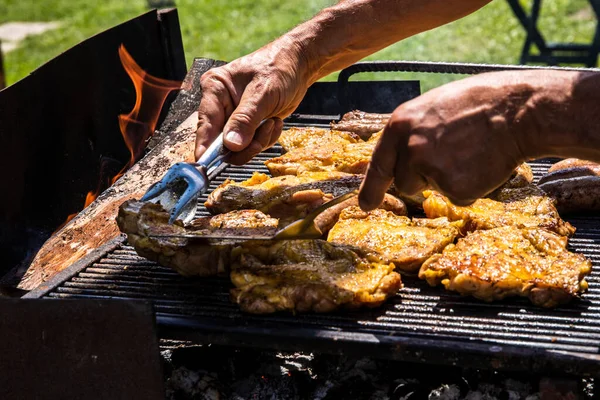 Barbecue with friends in the mountains