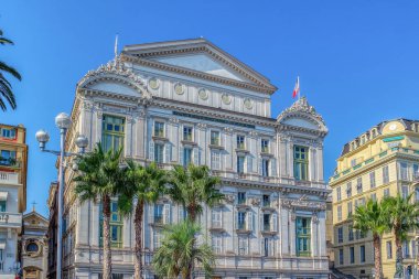 Opera house eteklerinde, Promenade des Anglais'e Cote d Azur, French riviera, Fransa 