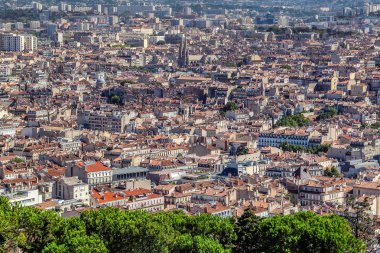 Panoramic view of roofs old Marseille, France